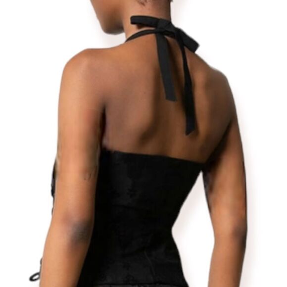 Killstar Black Velour Stars and Cross Halter Crop Top - NEW - Picture 3 of 3